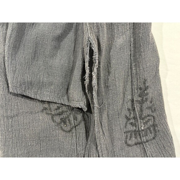 Geeta Black Embroidered LS Tunic Top Gauzy Bohemian Festival Blouse One Size - Picture 10 of 10